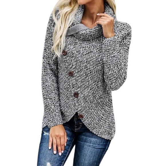 amber millet Miranda Turtle Cowl Neck Sweater Heather Gray, NWOT, Med, $27 - Picture 1 of 9